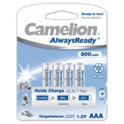 Nabíjacie AAA mikroceruzkové batérie HR03 AlwaysReady, Ni-MH aku 4ks v balenie 800mAh - Camelion originál