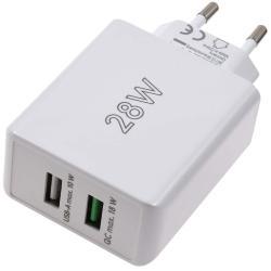 goobay 28W USB A QC Dual-rychlonabíjačka - 2 Ports, Quick Charge 3.0, weiß kompakt originál