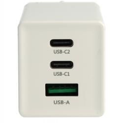 3-Port USB C Power Delivery PPS-nabíjačka s 2x USB C, 1x USB A / Adapter 65W GaN biela_1