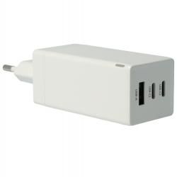 3-Port USB C Power Delivery PPS-nabíjačka s 2x USB C, 1x USB A / Adapter 65W GaN biela