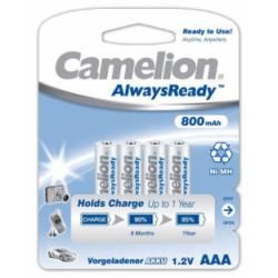 Nabíjacie mikroceruzková batérie HR03 AAA AlwaysReady, Ni-MH aku 4ks v balenie 800mAh - Camelion originál