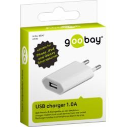 Powery USB nabíjačka, USB Ladeadapter Slim 1A pre Smartphones, tablets, Powerbank, MP3-Player biela_1